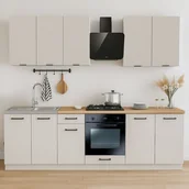 Meble kuchenne - Zestaw Mebli Kuchennych MODERN 260 cm Kaszmir Ryflowany Nowoczesny - miniaturka - grafika 1