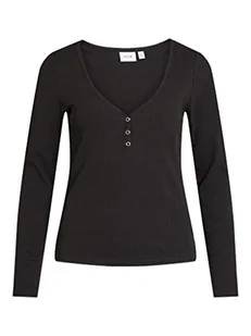 Vila Damska koszulka z długim rękawem Vibalu L/S Rib Top-Noos, czarny, XXL - Koszulki i topy damskie - miniaturka - grafika 1