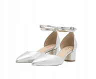 Czółenka - ZIGN CZÓŁENKA DAMSKIE SKÓRZANE LAKIEROWANE SREBRNE 39 T6A - miniaturka - grafika 1