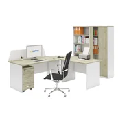 Zestawy mebli biurowych - Zestaw mebli biurowych MIRELLI A+, typ A, szafka, biały / dąb sonoma - miniaturka - grafika 1