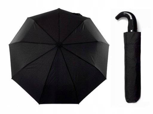 MOCNY PARASOL MĘSKI SKŁADANY AUTOMATYCZNY PARASOLKA WIATROODPORNA CZARNA