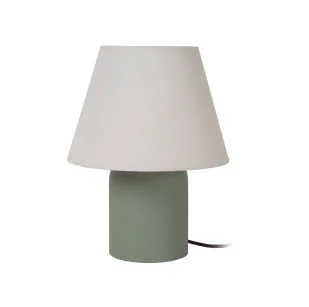 Lampka nocna Macia w kolorze oliwkowym z lnianym abażurem - Lampy stojące - miniaturka - grafika 1