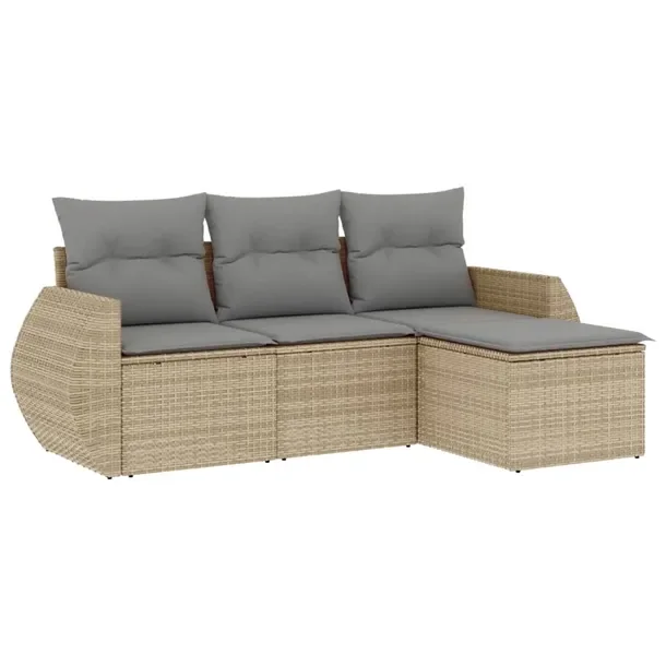 Zestaw wypoczynkowy ogrodowy beżowy z rattanem PE, wymiary 71 x 62 x 69 cm