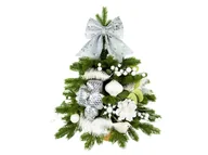 Choinki - Dekorowana sztuczna choinka WHITE MELODY II 60 cm z oświetleniem LED W KWIATACH - miniaturka - grafika 1