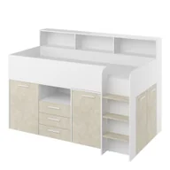 Łóżka dla dzieci i młodzieży - Łóżko Piętrowe Neo Prawe Biały Mat / Granada Migdał MebloCross Granada Migdał, Biały - miniaturka - grafika 1