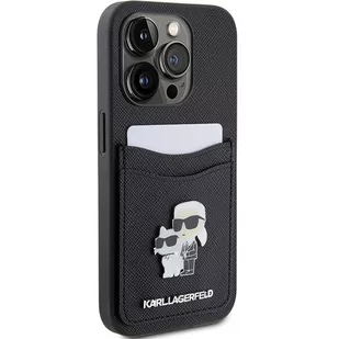 Karl Lagerfeld KLHCP15LSAPKCNPK iPhone 15 Pro 6.1" czarny/black hardcase Saffiano Cardslot Karl&Choupette Metal Pin - Etui i futerały do telefonów - miniaturka - grafika 4