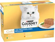 Mokra karma dla kotów - Gourmet Gold Mus, 12 x 85 g - Zestaw mieszany mięsno-rybny (Królik, kurczak, łosoś, nerki) - miniaturka - grafika 1