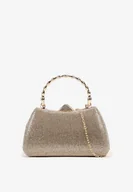 Torebki damskie - Złota Koktajlowa Cyrkoniowa Torebka z Łańcuszkiem i Uchwytem Latavea - miniaturka - grafika 1