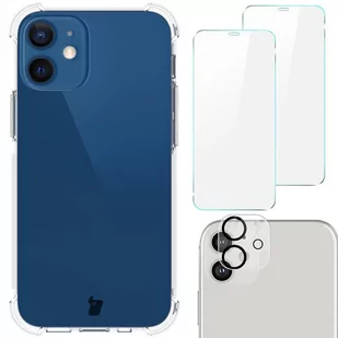 Bizon Etui + 2x szkło + obiektyw Case Clear iPhone 12 Mini przezroczyste - Etui i futerały do telefonów - miniaturka - grafika 1