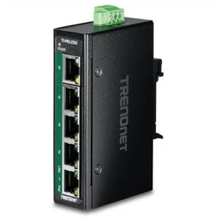 TRENDnet TI-PELC50 5-portowy przemysłowy miniprzełącznik Ethernet PoE+ na szynę DIN null - Switche - miniaturka - grafika 1