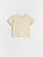 Bluzki dla niemowląt - Reserved - T-shirt z haftem - beżowy - miniaturka - grafika 1
