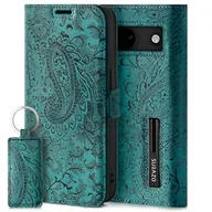 Etui i futerały do telefonów - SURAZO Etui na telefon komórkowy Slim magnetyczne do Google Pixel 8a – składane etui ochronne z prawdziwej skóry [przegródka na karty, ochrona RFID, wzór kwiatowy] etui z klapką (turkusowe) - miniaturka - grafika 1