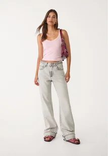 Stradivarius D92 jeansy o prostym kroju typu wide leg Niebieski overdye 32 - Spodnie damskie - miniaturka - grafika 1