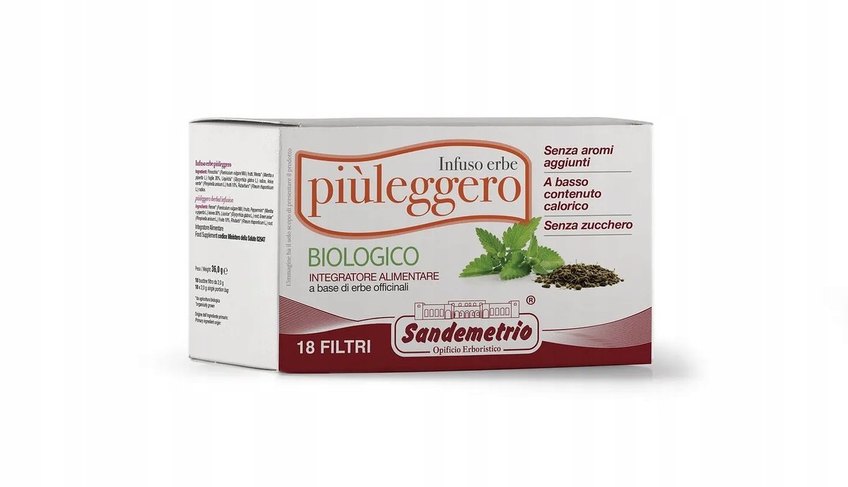 18 saszetek herbaty Sandemetrio ziołowe trawienne