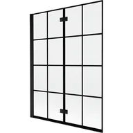 Parawany nawannowe - Mexen Mist parawan nawannowy 2-skrzydłowy lewy 130 x 150 cm, czarna kratka, czarny - 8A9-130-002-70-77-L - miniaturka - grafika 1