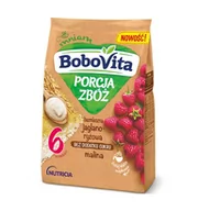 Kaszki dla dzieci - Bobovita Kaszka Porcja zbóż bezmleczna jaglano - ryżowa Malina 170g - miniaturka - grafika 1