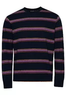 Koszulki męskie - SUPERDRY Vintage Textured Stripe LS Top M6010744A Navy Stripe 2XL Mężczyźni, Navy Stripe, XXL - miniaturka - grafika 1