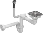 Syfony - QUADRON SYFON KWADRATOWY MANUALNY DO ZLEWOZMYWAKÓW Z GRANITU stalowy - miniaturka - grafika 1