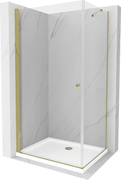 Kabiny prysznicowe - Mexen Pretoria kabina prysznicowa uchylna 80x100 cm, transparent, złota + brodzik Flat - 852-080-100-50-00-4010 - miniaturka - grafika 1
