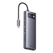 Kable - Baseus Metal Gleam Series stacja dokująca HUB 9 w 1 USB Typ C - 2 x HDMI / 2 x USB 3.2 Gen. 1 / 1 x USB 2.0 / 1 x Power Delivery / 1 x czytnik kart SD / 1 x czytnik kart TF / 1 x RJ-45 szary (WKWG060013) - miniaturka - grafika 1
