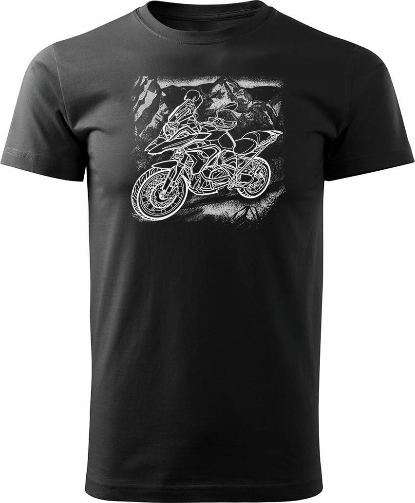 Topslang Koszulka motocyklowa z motocyklem na motor BMW GS 1250 ADVENTURE męska czarna REGULAR S