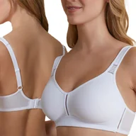 Biustonosze - Biustonosz Bez Fiszbin Wygodny Stanik Ramiączka z Miękką Gąbką Biały 85C - miniaturka - grafika 1