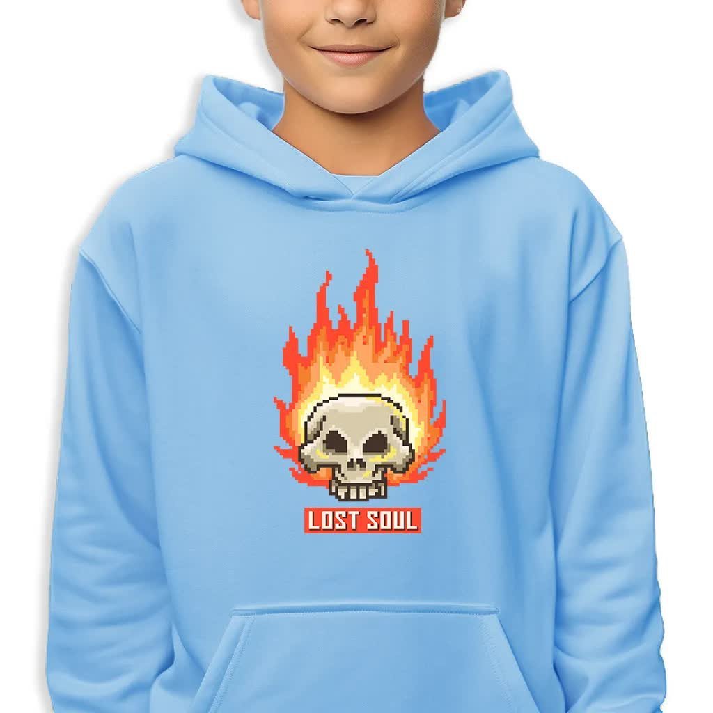Bluza Dziecięca Z Kapturem Niebieska Lost Soul Wiele Wzorów -128 Cm (7-8)