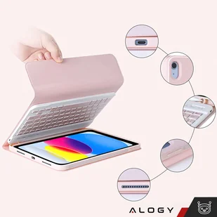 Etui ochronne z klawiatura bezprzewodowa Alogy Keyboard Case z miejscem na rysik do Apple iPad 10.9 2022 Różowe + Szkło - Części i akcesoria do laptopów - miniaturka - grafika 6