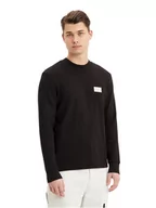 Koszulki męskie - Calvin Klein Męska Koszulka Z Długim Rękawem Shrunken Badge Ls Waffle Black J30J321704 Beh M - miniaturka - grafika 1