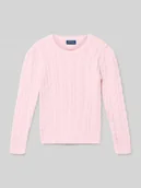 Swetry dla dziewczynek - Sweter z dzianiny z wyhaftowanym logo - miniaturka - grafika 1