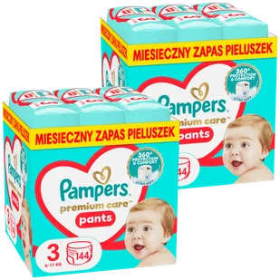 Zestaw Pampers Premium Care Pants, pieluchomajtki, rozmiar 3, 6-11 kg, 2 x 144 sztuki - Pieluchy - miniaturka - grafika 1