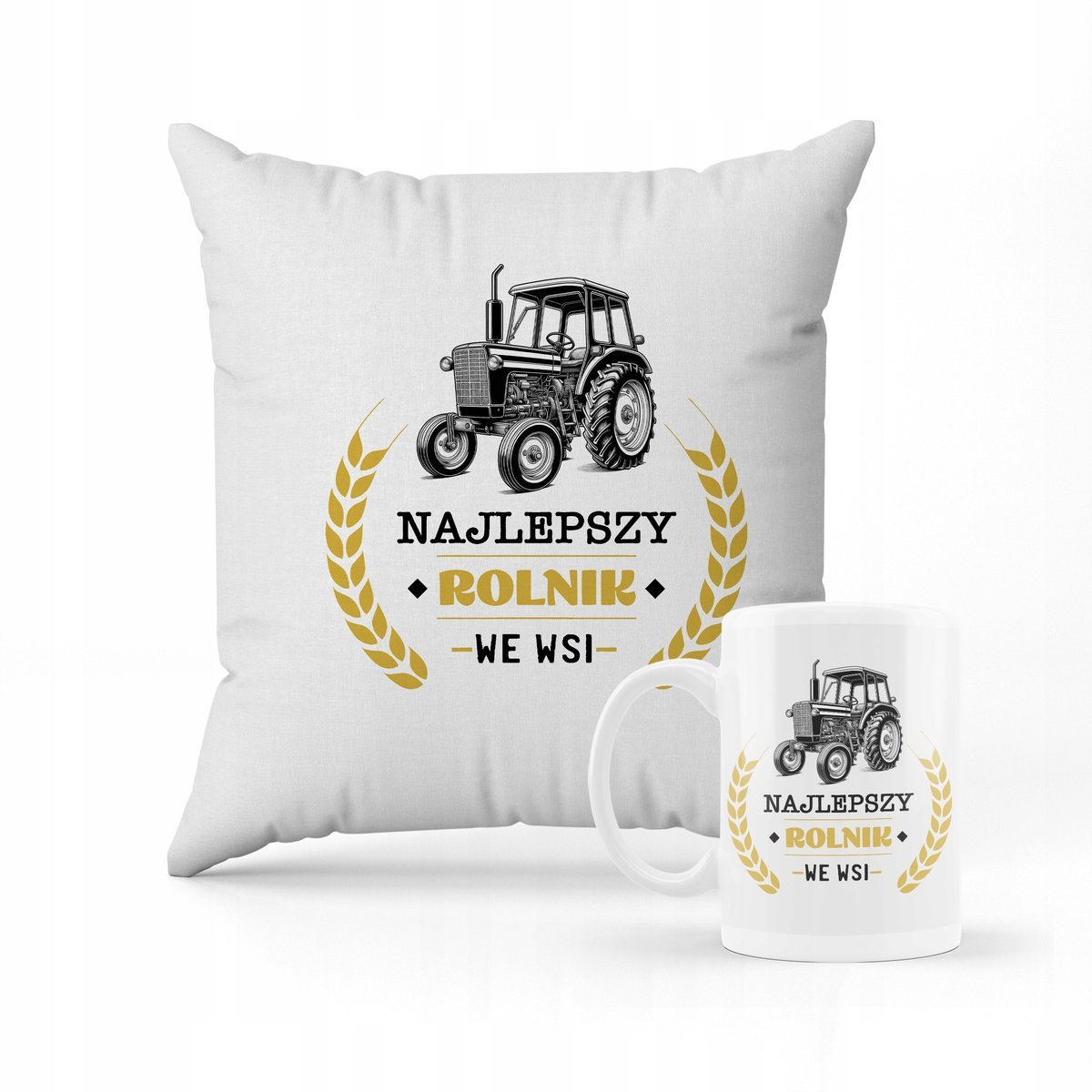 ZESTAW PODUSZKA + KUBEK Prezent Dla Rolnika Najlepszy Rolnik We Wsi Medal