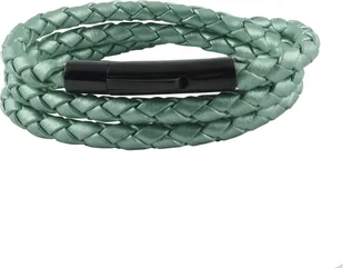 König Design skórzany naszyjnik skórzany pasek skórzana bransoletka 6 mm męski naszyjnik 17 cm - 100 cm pleciony, długość: 75 centymetrów, kolor: zielony metalik - Naszyjniki męskie - miniaturka - grafika 1