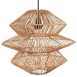 BELIANI Lampa wisząca naturalna rattanowy klosz czarna podstawa żelazna lampa sufitowa boho oświetlenie do salonu jadalni - Oprawy, klosze i abażury - miniaturka - grafika 1