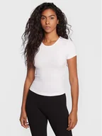 Koszulki i topy damskie - Gina Tricot T-Shirt Basic 17957 Biały Slim Fit - miniaturka - grafika 1