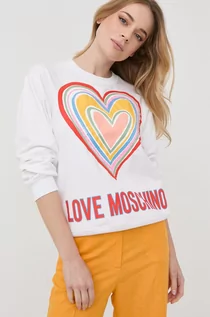 Bluzy damskie - Love Moschino bluza damska kolor biały z nadrukiem - grafika 1
