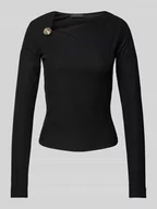 Bluzki damskie - Bluzka z długim rękawem i aplikacją z logo model ‘FEBE’ - miniaturka - grafika 1