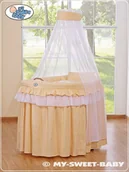 Łóżeczka i kojce - Kosz Mojżesza wiklinowy z baldachimem- Little Princess brzoskwiniowy - miniaturka - grafika 1