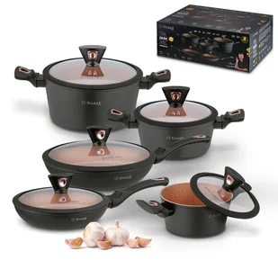 ZESTAW GARNKÓW indukcja PATELNIE granitowe komplet PREMIUM Dark COPPER PRO Starke Pro - Zestawy garnków i patelni - miniaturka - grafika 1