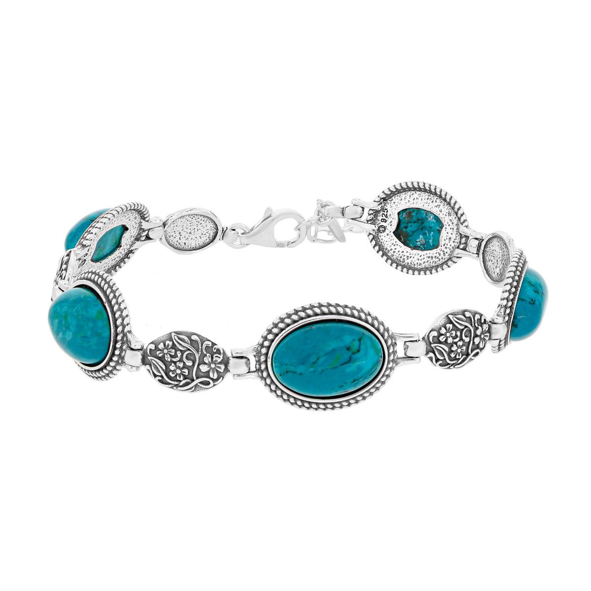 Srebrna bransoletka z zielonymi malachitami 20-23 cm pr. 925