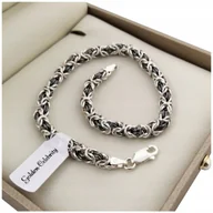 Bransolety męskie - Srebrna Męska Bransoletka Królewska Pr.925 Prezent - miniaturka - grafika 1