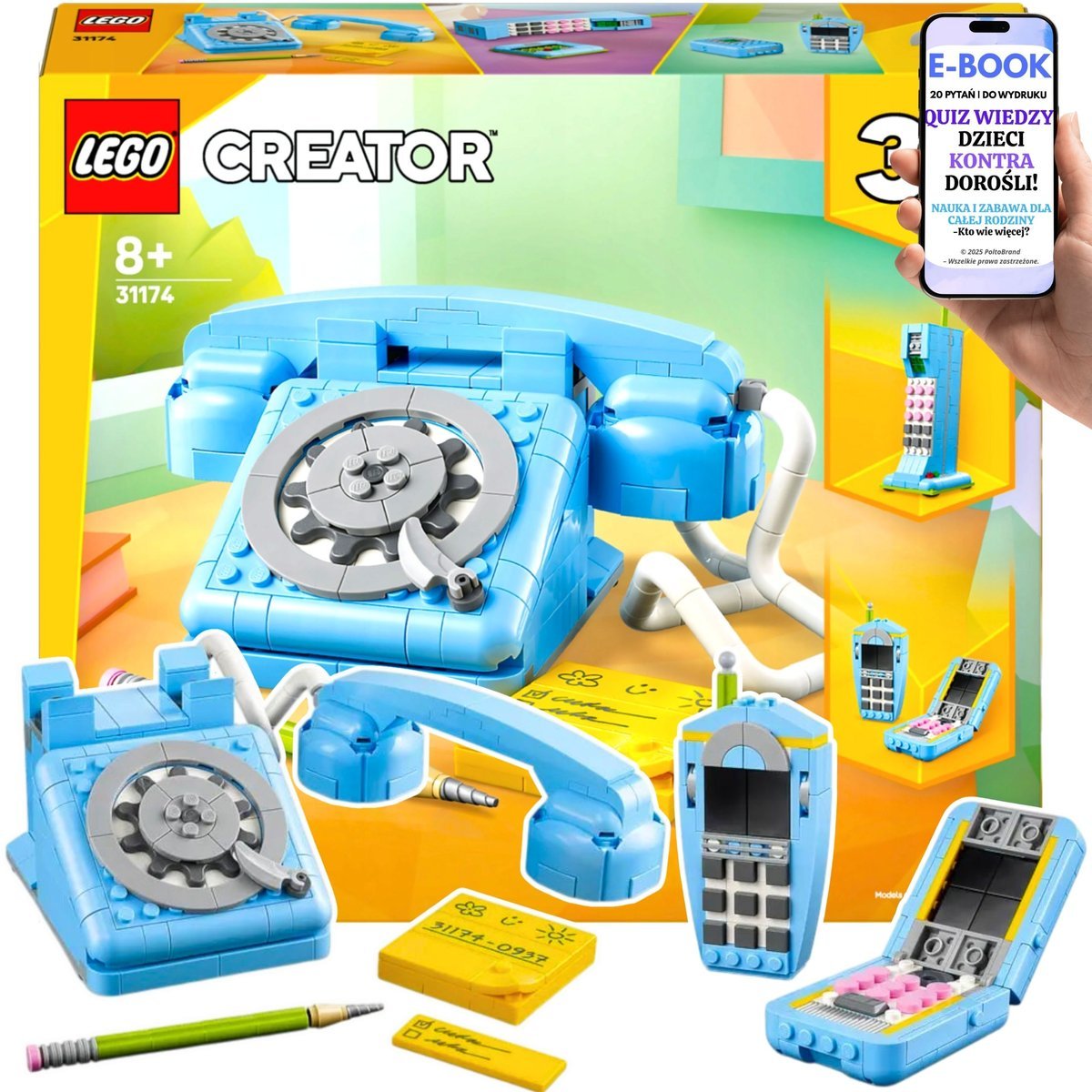 KLOCKI LEGO Creator 3w1 TELEFON w stylu vintage kultowy design i 3 wersje do zbudowania Lego Dla Dziecka Na Urodziny Święta + EBOOK-2