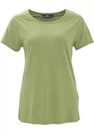 Koszulki i topy damskie - Queen Kerosin Damska koszulka Basic z mieszanki wiskozy, okrągły dekolt, krótki rękaw, haftowane logo, podkreślająca figurę, styl vintage, oliwkowo-zielony, S - miniaturka - grafika 1
