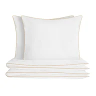 Pościel - Pościel bawełniana Retro 140x200  biała ze złotą lamówką - miniaturka - grafika 1