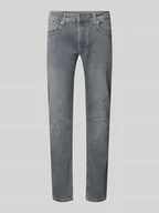 Spodnie męskie - Jeansy o kroju tapered fit z 5 kieszeniami - miniaturka - grafika 1