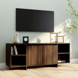 Lumarko Szafka pod TV, brązowy dąb, 130x35x50 cm, płyta wiórowa - Szafki RTV - miniaturka - grafika 4