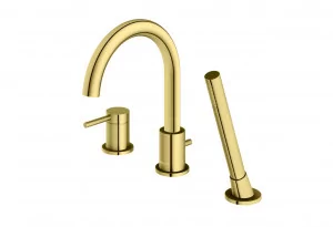 KOHLMAN QB241AGD AXEL GOLD 3-otworowa bateria wannowa z obrotową wylewką - Baterie wannowe i prysznicowe - miniaturka - grafika 1