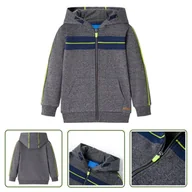 Bluzy dla dziewczynek - Bluza dziecięca z kapturem i zapięciem na zamek - szary melanż - 104 - Bluza Dziecięca - miniaturka - grafika 1