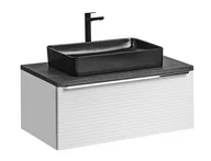 Szafki łazienkowe - Szafka z umywalką nablatową, Leonardo, 90x46x40 cm, biały, czarny, mat - miniaturka - grafika 1