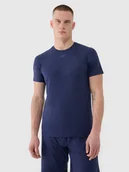 Koszulki sportowe męskie - 4F Koszulka treningowa szybkoschnąca męska - granatowa 3XL - miniaturka - grafika 1